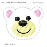 Stickmotiv Bär Doodle auf Leder gestickt