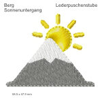 Stickmotiv Berg Sonnenuntergang Lederpuschenstube