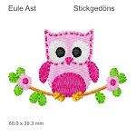Stickmotiv Eule Ast