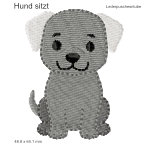 Stickmotiv Hund sitzt Lederpuschenstube