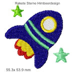 Stickmotiv Rakete Stern Himbeerdesign