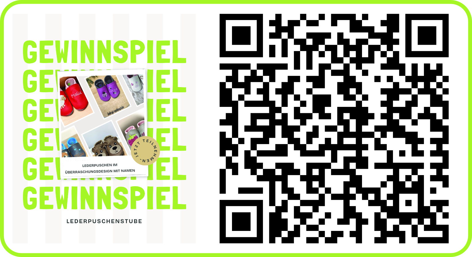 Gewinnspiel auf Instagram Fan Seite. Zu gewinnen gibt es ein Paar Lederpuschen im Überraschungsdesign