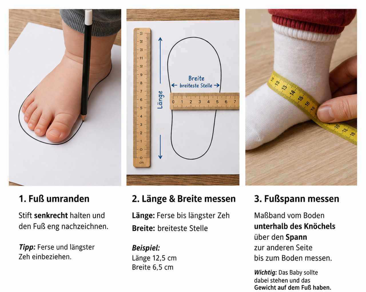 Fuß richtig messen Anleitung