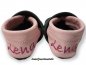 Preview: Lederpuschen anthrazit-rosa, Sport Herzen rosa-weiß-orchidee-pink und beiderseits Namen Ferse Schrift 4 pink