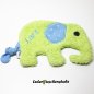 Preview: Schmusetuch_Schnuffeltuch-hellgrün-Elefant-mit-Namen-hellblau-Lederpuschenstube.jpg