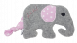 Preview: Schmusetuch Elefant Vorder- und Rückseite Fleece grau, Ohr und Schwanz Jersey rosa Sterne weiß und Namen rosa