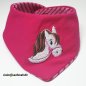 Preview: Wende-Halstuch-Sweat-pink-Pferdekopf-Die-Krabbel-Krabbe-Rückseite-Jersey-dunkelrosa-Streifen-pink-Druckknopf-pink