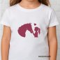 Preview: Design-Beispiel auf einem weißen Kinder T-Shirt mit Bügelbild Pferdekopf Mädchen in bordeaux