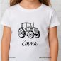 Preview: Design Beispiel des Bügelbildes Traktor nur Kontur auf einem weißen T Shirt