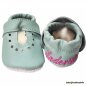 Preview: Krabbelschuhe in pastelltürkis für den Sommer (Ballerina) und Namen beiderseits Ferse (pinkI