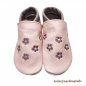 Preview: Krabbelschuhe rosa-mauve nude, 6 Blumen in (mauve nude-weiß)