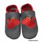 Preview: Krabbelschuhe in anthrazit-rot mit Stickerei Drache beiderseits (rot-burgunder-gold-schwarz-gold)