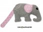 Preview: Schmusetuch_Schnuffeltuch-grau-Elefant-mit-Namen-rosa-Lederpuschenstube.jpg