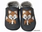 Preview: Lederpuschen anthrazit-grau mit Stickerei Fuchs sitzt2