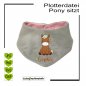Preview: Plotterdatei Pony sitzt Namen Halstuch