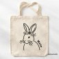 Preview: Plotterdatei Hase mit Blumenkranz Design auf einen Jutebeutel