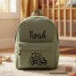 Preview: Designbeispiel auf einen Kinder Rucksack mit Namen und Plotterdatei Traktor Silhouette