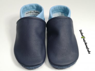 Lederpuschen dunkelblau-hellblau lederpuschenstube