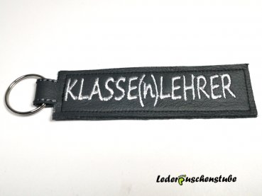 Leder Schlüsselanhänger anthrazit Text " KLASSE(n)LEHRER " in grau