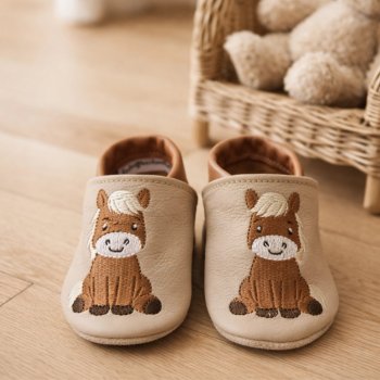 Lederpuschen mit Stickerei Pony Ida design boden (Lederpuschenstube)