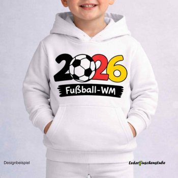 Plotterdatei 2026 Fußball WM Design auf einen weißen Kinder Hoddy