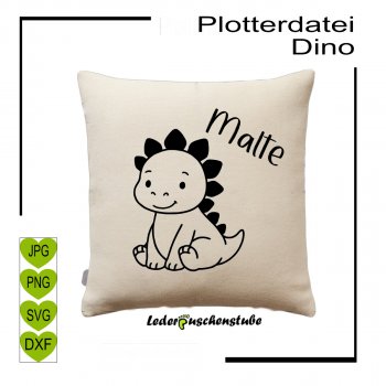 Plotterdatei Dino mit Namen auf Kissen