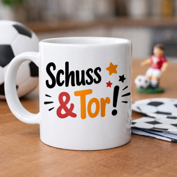 Plotterdatei Schuss und Tor! Design auf einer Tasse
