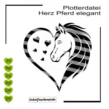 Plotterdatei Herz Pferd elegant – SVG zum Plotten