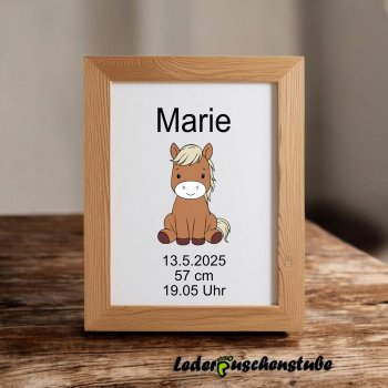 Plotterdatei Pony sitzt, Geburtsdaten, Bilderrahmen