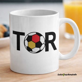 Plotterdatei Tor Deutschlandfussball Design auf einen weißen Tasse