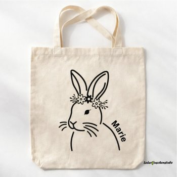 Plotterdatei Hase mit Blumenkranz Design auf einen Jutebeutel