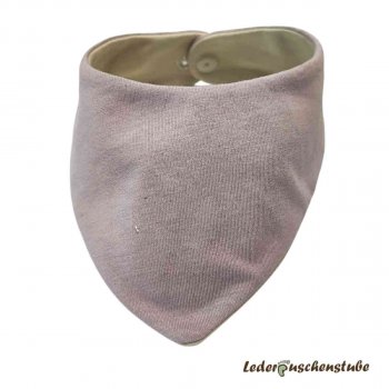 Wende-Halstuch Jersey beige, Mausmädchen (steingrau-schwarz-mauve nude-rosa), Name (mauve nude), Rückseite: Jersey mauve nude, Druckknopf transparent (Rückseite)