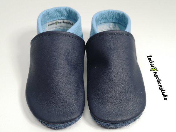 Lederpuschen dunkelblau-hellblau lederpuschenstube