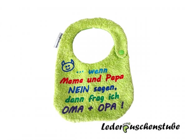 FAN-OMENAL Babylätzchen Mit Spruch – "Wenn Mama & Papa Nein Sagen...", Hellblau, 24x35 Cm, Klettverschluss, 100 % Baumwolle