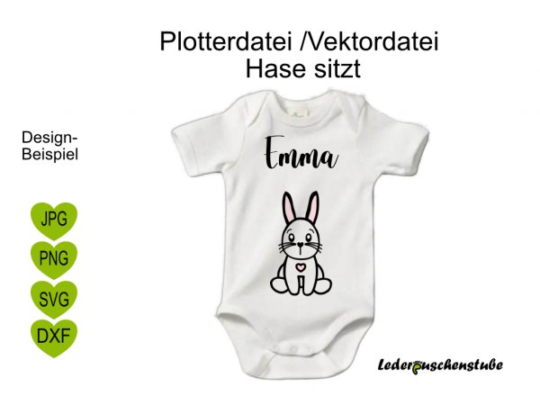 Plotterdatei Hase sitzt auf einem Body