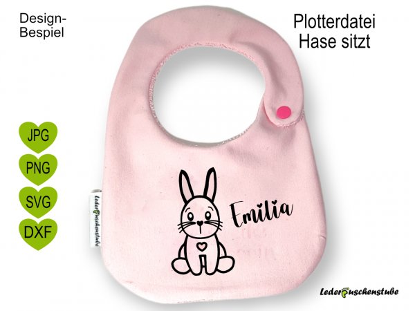 Plotterdatei Hase sitzt Beispiel Lätchen