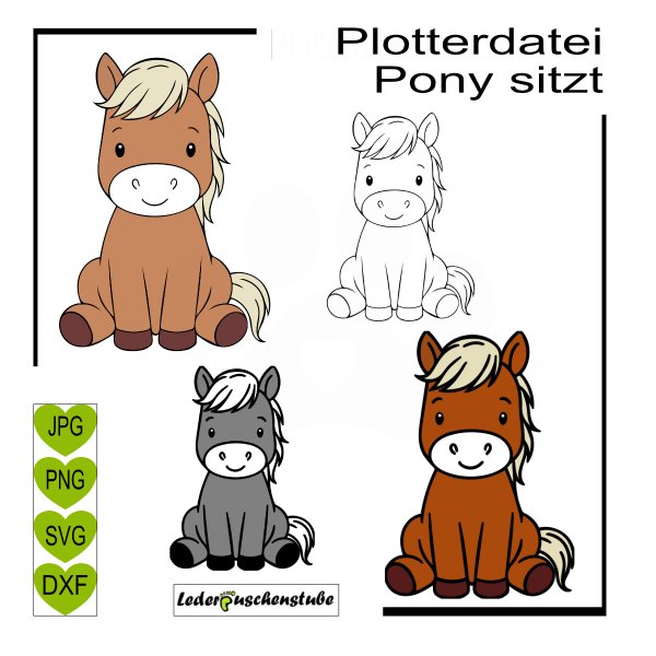 Plotterdatei Pony sitzt -  SVG