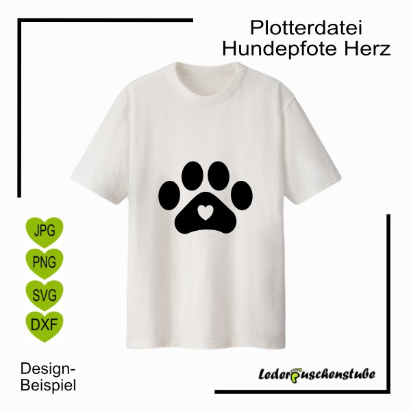 Plotterdatei Hundepfote mit Herz – SVG DXF PNG JPG