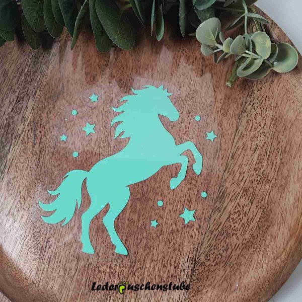 Bügelbild Pferd Sterne in mint  | Fertiges Bügelbild zum Aufbügeln | Lederpuschenstube
