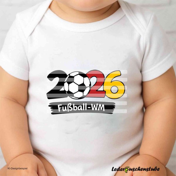 Plotterdatei 2026 Fußball WM Design auf einen weißen Baby Body