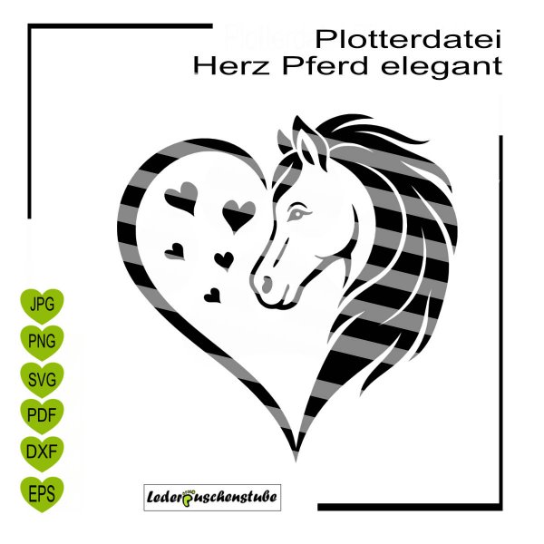 Plotterdatei Herz Pferd elegant – SVG zum Plotten
