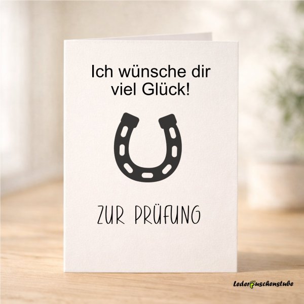 Handgefertigte Karte mit Plotterdatei Hufeisen zur Prüfung