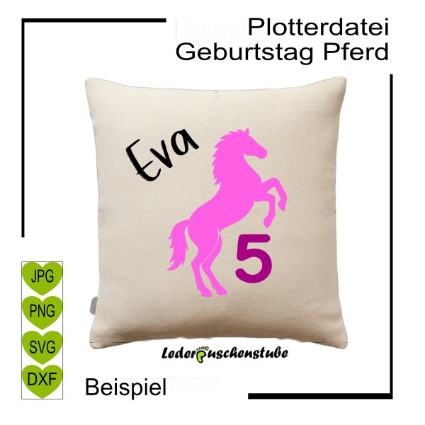 Plotterdatei Pferd Geburtstag | Zahl | Namen | Kissen