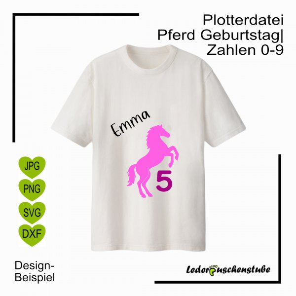 Plotterdatei Pferd Geburtstag | Zahl | Namen | T-Shirt