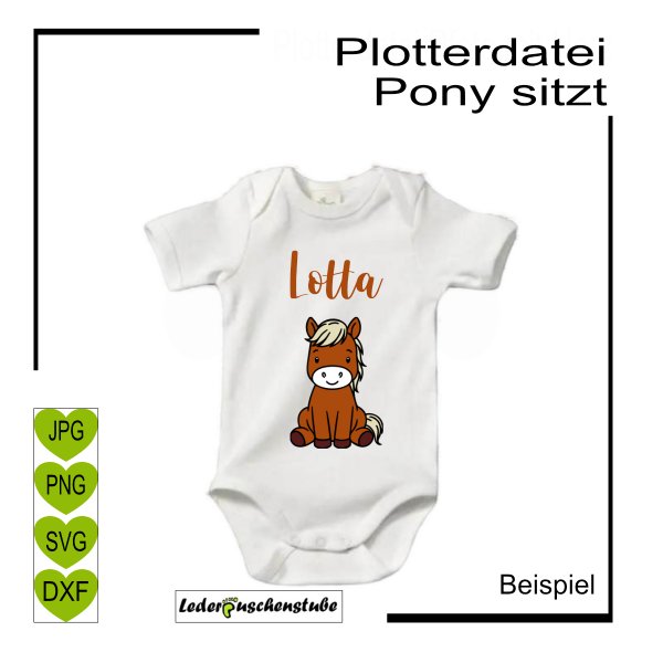 Plotterdatei Pony sitzt Namen Body
