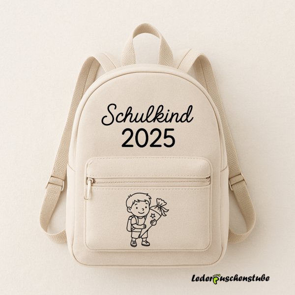 Plotterdatei Schulkind Junge Rucksack Lederpuschenstube