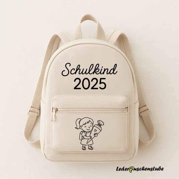 Plotterdatei Schulkind 2025 Mädchen Rucksack