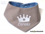 Wende-Halstuch Vorderseite Jersey grau , Krone Stern reflektierend, Namen reflektierend , Rückseite Jersey hellblau Sterne weiß.,Druckknopf (hellblau)
